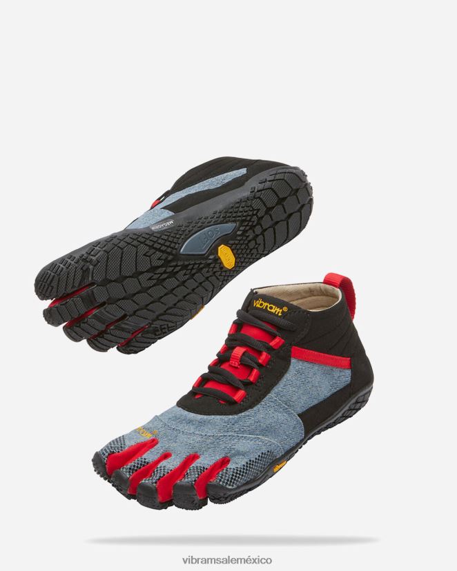 calzado XLB08X1 Vibram caminata en v denim claro/rojo mujer